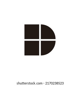 Letter D windows geometric symbol simple logo vector