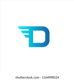 letter D with wing concept logo