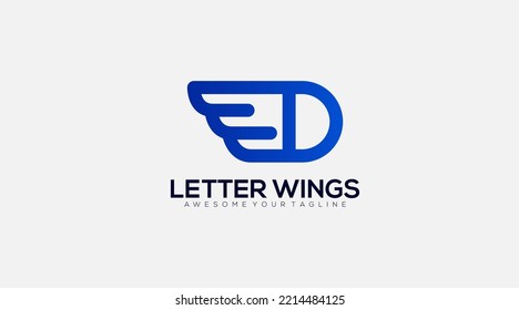 Letter D Wing logo template. Wings design element vector illustration