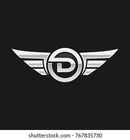 Letter D with wing vector design