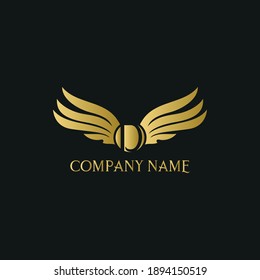 letter D and wings in luxury and elegant golden style logo design