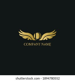 letter D and wings in luxury and elegant golden style logo design