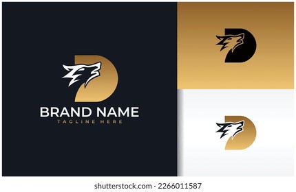Letter D Wolf Logo Vector