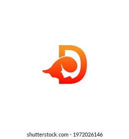 Letter D with woman face logo icon design vector illustration