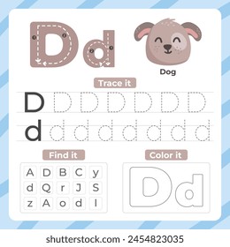 The Letter D worksheet is an educational resource designed to help learners familiarise themselves with the letter D.