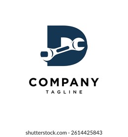 Letter D Wrench Logo Icon Vector
