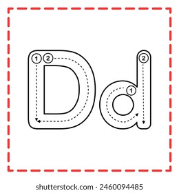 letter D for writing practice. Alphabet tracing is good for practicing children writing letters.