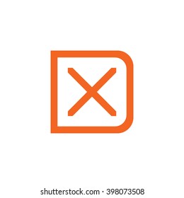 letter D and X monogram square shape logo orange