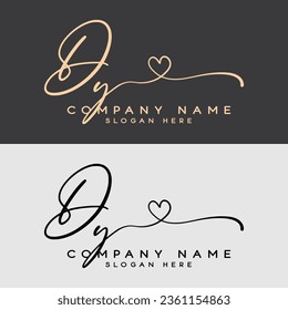 Letter D Y DY Simple and illustration love Logo initial Signature Vector.