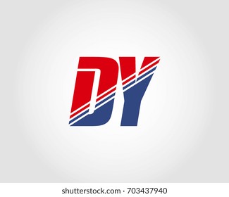 Letter D and Y red and blue combination logo