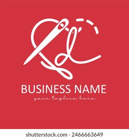 Letter d with Yarn Needle Tailor and Stitching for Sewing, Homemade Creative Logo, Modern Tailor Boutique Fashion Logo Design Idea