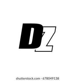 letter D and Z logo overlapping black negative