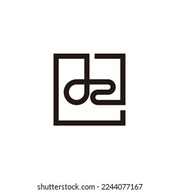Curva d2 de letra, símbolo geométrico cuadrado simple vector de logotipo