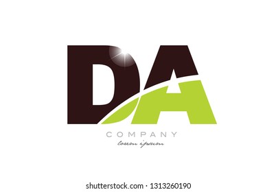 letter da d a alphabet combination logo icon design with green and brown color suitable for a company or business