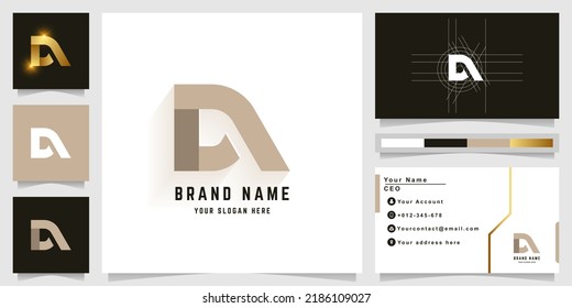 Letter DA or DN monogram logo with business card design