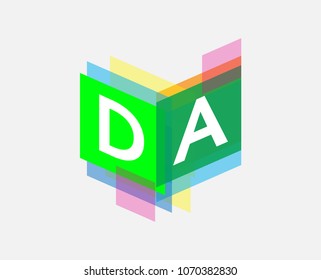 Letter DA logo with colorful geometric shape, letter combination logo design for creative industry, web, business and company.