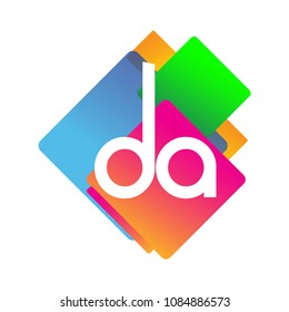 Letter DA logo with colorful geometric shape, letter combination logo design for creative industry, web, business and company.