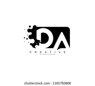 Letter DA Logo Design Vector with Abstract Square Shape Dots