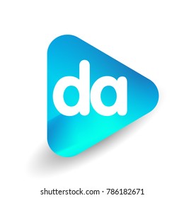 Letter DA logo in triangle shape and colorful background, letter combination logo design for business and company identity.
