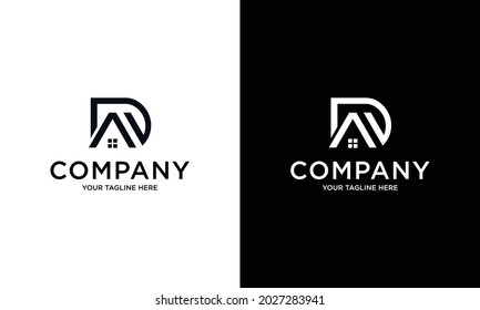 Letter DA Logo with window Real estate Illustration Design Template, Suitable for Creative Industries, Technology, Multimedia, Education, Shops and related businesses.