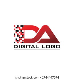 Letter DA simple logo design vector. digital icon vector illustration