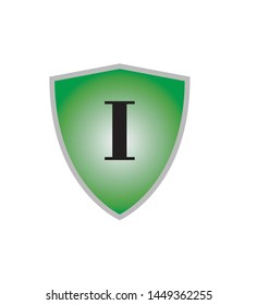 letter i with a dark green background