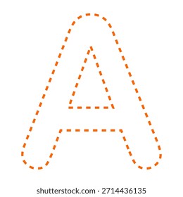 Letra Una línea discontinua contorno versión de Ilustración vectorial naranja