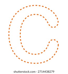 Letra Una línea discontinua contorno versión de Ilustración vectorial naranja