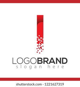 I letter data tech logo concept. letter with data vector template