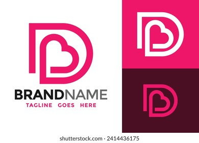 Letter Db or Bd Heart Love Logo Design Vector Template