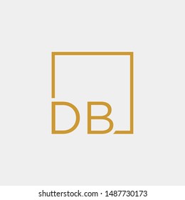 letter DB or D B Logo design with square frame line art. business consulting concept. studio icon - vector