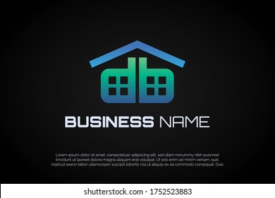 Letra db o d con icono de techo para el logotipo de la carta inicial para su empresa inmobiliaria, empresa, asociación. Plantilla De Logotipo De Alfabeto Preparada Para Su Uso, Logo Inicial Moderno