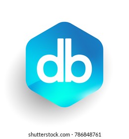 Letter DB logo in hexagon shape and colorful background, letter combination logo design for business and company identity.
