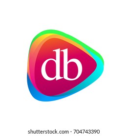 Letter DB logo in triangle shape and colorful background, letter combination logo design for company identity.