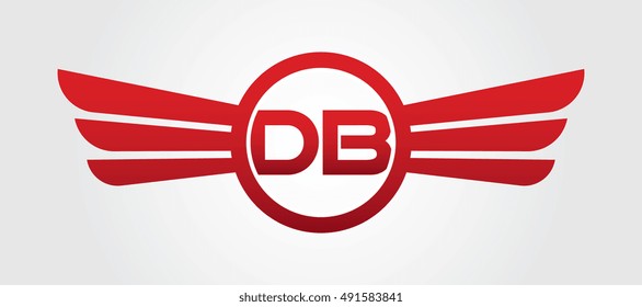 Letter DB Winged Logo Color Red