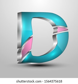 Letter D.Bright 3D logo.Concept design