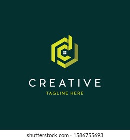 Letter DC Hexagon Home Property Creative Business Logo