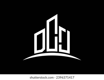 Letter DCJ building vector monogram logo design template. Building Shape DCJ logo.