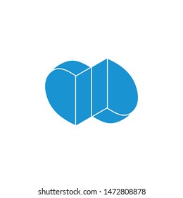 letter dd flat 3d geometric logo vector