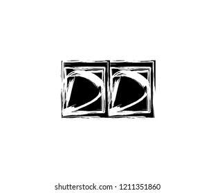 Letter DD Hand Drawn Brush Stroke Square Monogram Logo