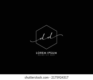 Letter DD Initial handwriting logo with signature and hand drawn style.