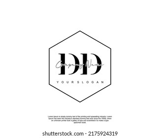 Letter DD Initial handwriting logo with signature and hand drawn style.