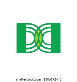 letter dd leaf shape symbol logo vector