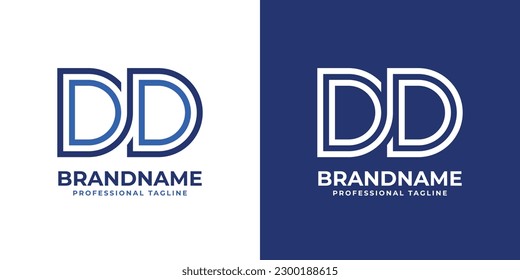 Letter DD Line Monogram Logo, suitable for any business with D or DD initials.