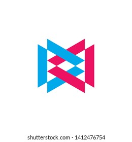 letter dd linked triangle geometric logo vector