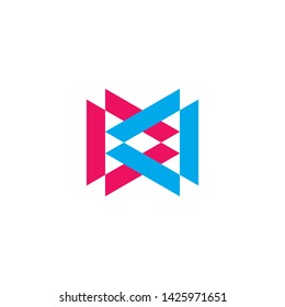 letter dd linked triangle geometric logo vector