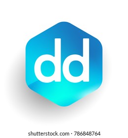 Letter DD logo in hexagon shape and colorful background, letter combination logo design for business and company identity.
