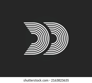 Letter DD white lines logo design. Interwoven stripes with a shadow on the background. Vector design template for emblems, monograms, personal initials, corporate identity, brand name.