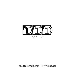 Letter DDD Linear Stripe Illusion Monogram Isolated Square Shape Logo