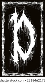 Letter D.Death metal font.Brutal style lettering.